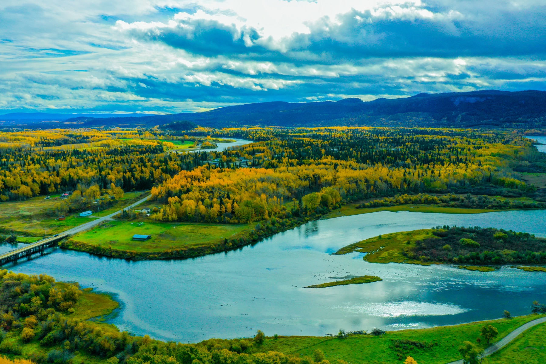 Aerial view of a river valley