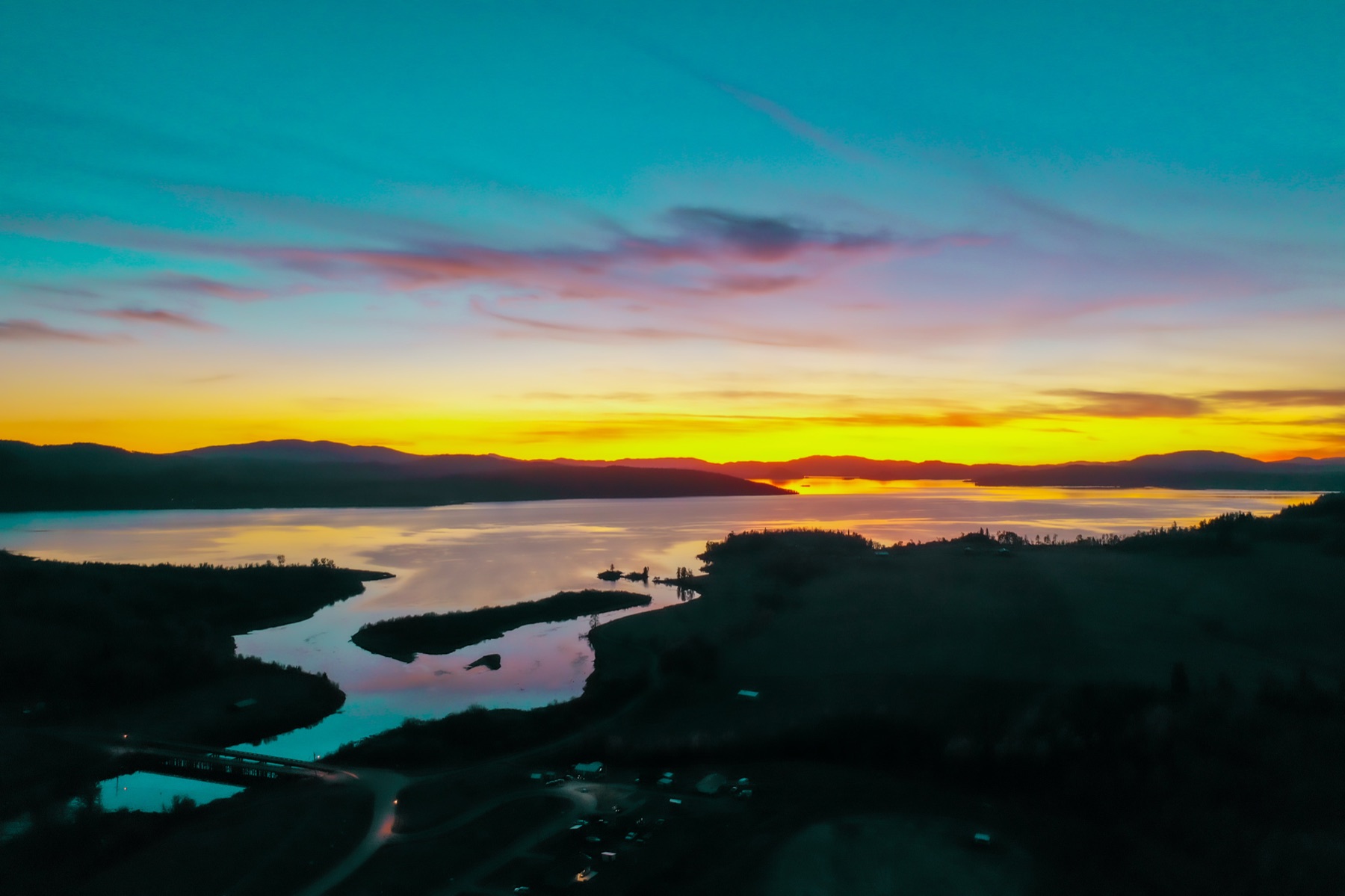 Sunset over the river valley